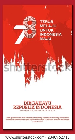 Red and white watercolor background for Indonesia's independence 17 agustus 1945