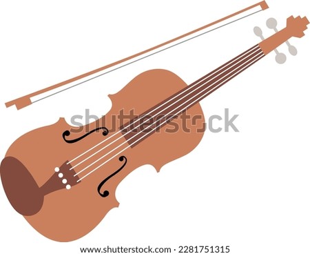 violin and bow simple icon brown