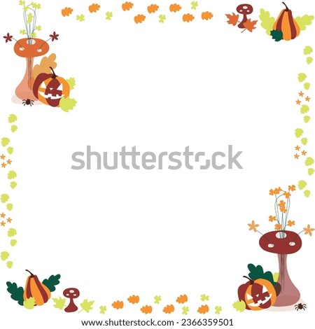Halloween frame autumn pumpkin isolated