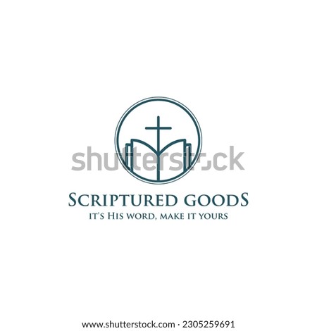Modern and simple logo design for Cristian education, Catholicism , bible and Jesus learning  Foto stock © 