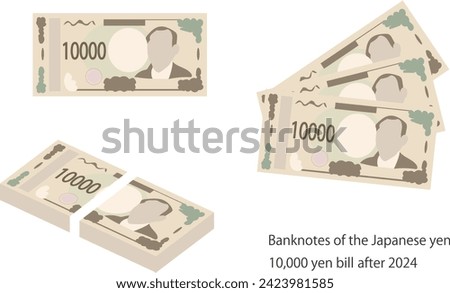 Banknotes of the Japanese yen,10,000 yen after 2024, vector illustration