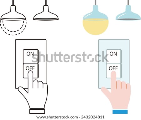 Vector illustration of turning off the pendant light switch