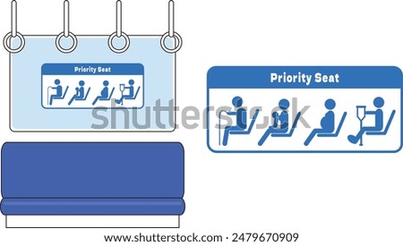  Vector illustration of an icon of a seat and priority seating on a train