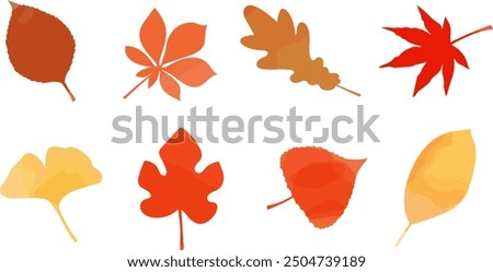 Autumn leaves, ginkgo, maple, leaves, fallen leaves, leaf set, vector illustration