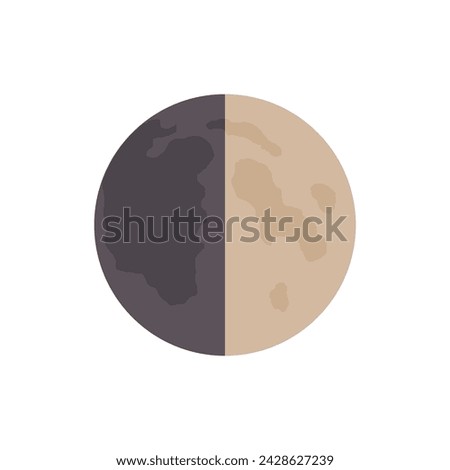 Vector first quarter, moon phases in flat style. The concept of astrology, astronomy, lunar calendar, science, magic. Illustration isolated on white background, eps 10.