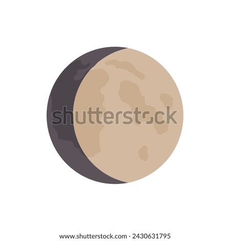 Vector waxing gibbous, in flat style. Concept of astrology, astronomy, moon phases, lunar calendar, science, magic. Illustration isolated on white background, eps 10.