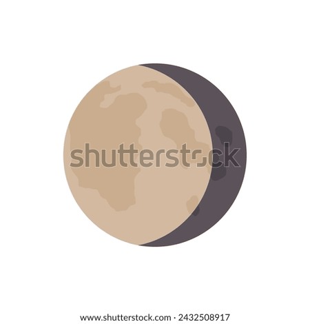 Vector waning gibbous, in flat style. The concept of astrology, astronomy, phases of the moon, lunar calendar, science, magic, esotericism, moon. Illustration isolated on white background, eps 10.