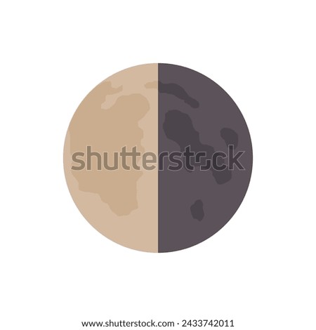 Vector last quarter, in flat style. The concept of astrology, astronomy, phases of the moon, lunar calendar, science, magic, esotericism, moon. Illustration isolated on white background, eps 10.