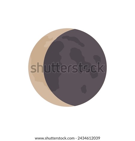 Vector waning crescent, in flat style. The concept of astrology, astronomy, phases of the moon, lunar calendar, science, esotericism, moon, horoscope. Illustration isolated on white background, eps 10