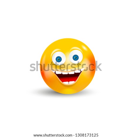 Happy Emoji Kawaii Face isolated on white background. Communication Chat Elements or icon.