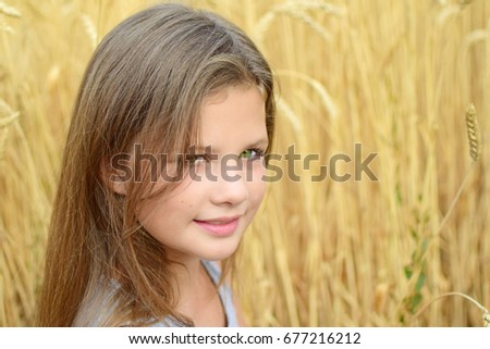 Blonde Hair Up Beauty Portrait Of A Beautiful Little Girl On The