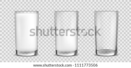 Set of icons glasses with a milk. Vector EPS10