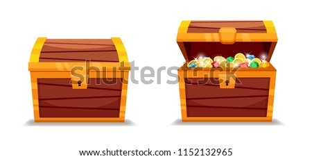 Vector illustration of closet and open treasure chest.EPS10