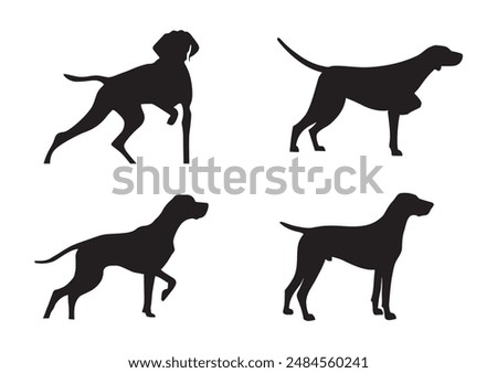 4 hunting dogs silhouette vector art design