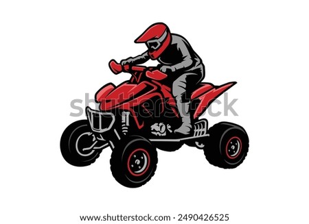 ATV vector illustration, sticker, with white background