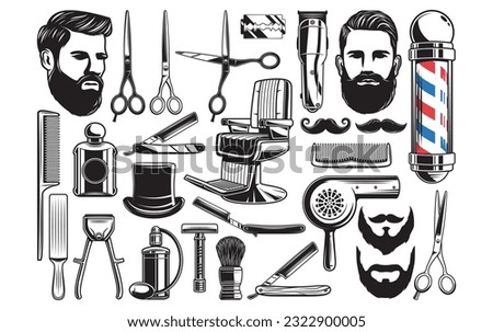 barber shop elements vector and illustration