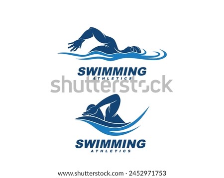 Swimming logo vector design man swimmer