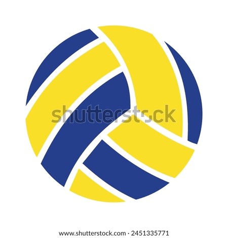 volleyball icon in blue and yellow colors vector illustration