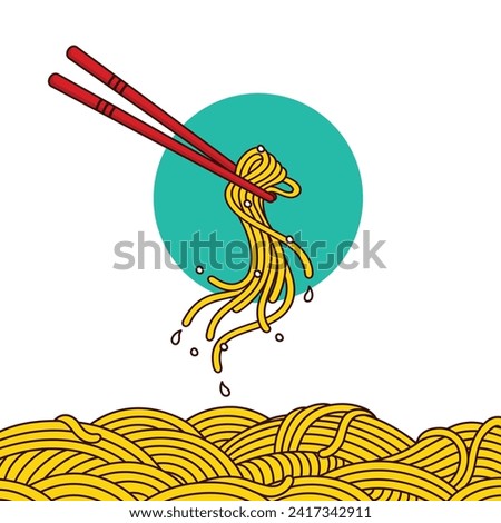 illustration Noodle, ramen, spagehetti, pasta handdrawn vector