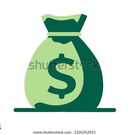 Moneybag Silhouette with Dollar Sign , Wealth and Finance Vector Illustration