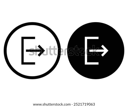 logout icon exit button symbol logout interface sign vector in editable stroke and filled isolated on white bg.	
