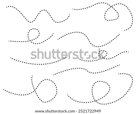 hand drawn dotted lines path on white background	
