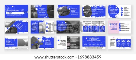 Blue presentation templates elements on a white background. Vector infographics. Use in Presentation, flyer and leaflet, corporate report, marketing, advertising, annual report, banner.