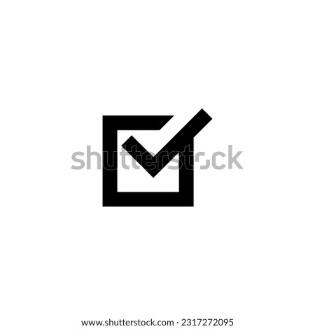 Black line check mark icon isolated white background