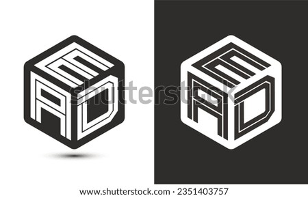 EAD letter logo design with illustrator cube logo, vector logo modern alphabet font overlap style. Premium Business logo icon. White color on black background