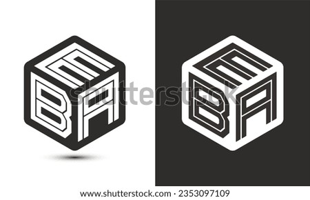 EBA letter logo design with illustrator cube logo, vector logo modern alphabet font overlap style. Premium Business logo icon. White color on black background
