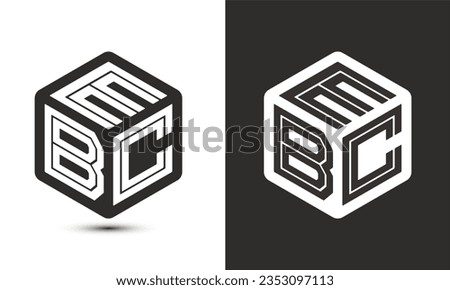 EBC letter logo design with illustrator cube logo, vector logo modern alphabet font overlap style. Premium Business logo icon. White color on black background