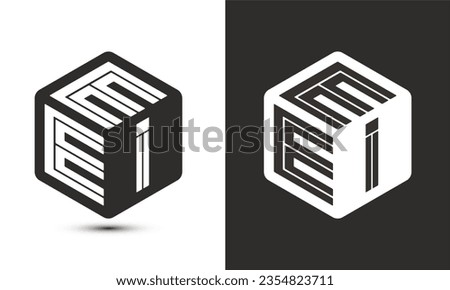 EEI letter logo design with illustrator cube logo, vector logo modern alphabet font overlap style. Premium Business logo icon. White color on black background