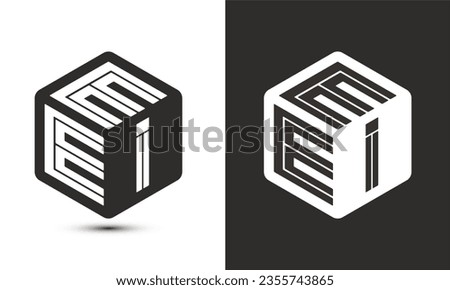 EEI letter logo design with illustrator cube logo, vector logo modern alphabet font overlap style. Premium Business logo icon. White color on black background