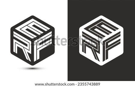 ERF letter logo design with illustrator cube logo, vector logo modern alphabet font overlap style. Premium Business logo icon. White color on black background