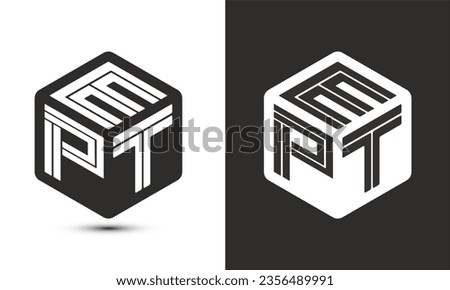 EPT letter logo design with illustrator cube logo, vector logo modern alphabet font overlap style. Premium Business logo icon. White color on black background