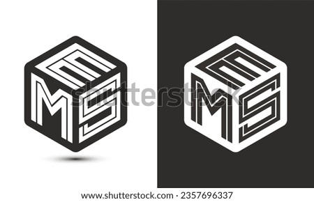 EMS letter logo design with illustrator cube logo, vector logo modern alphabet font overlap style. Premium Business logo icon. White color on black background