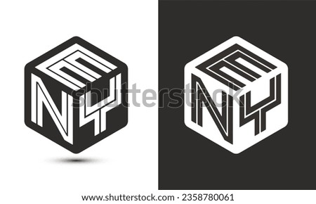 ENY letter logo design with illustrator cube logo, vector logo modern alphabet font overlap style. Premium Business logo icon. White color on black background