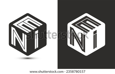 ENI letter logo design with illustrator cube logo, vector logo modern alphabet font overlap style. Premium Business logo icon. White color on black background