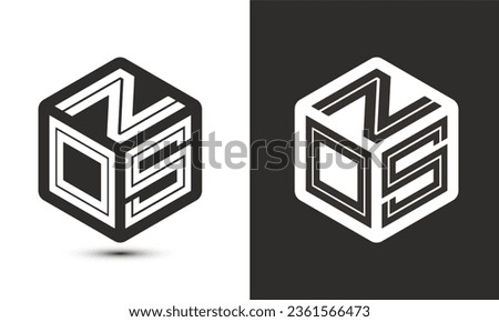 NOS letter logo design with illustrator cube logo, vector logo modern alphabet font overlap style. Premium Business logo icon. White color on black background