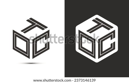 TOC letter logo design with illustrator cube logo, vector logo modern alphabet font overlap style. Premium Business logo icon. White color on black background