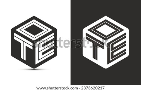 OTE letter logo design with illustrator cube logo, vector logo modern alphabet font overlap style. Premium Business logo icon. White color on black background