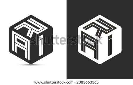 RAI letter logo design with illustrator cube logo, vector logo modern alphabet font overlap style. Premium Business logo icon. White color on black background