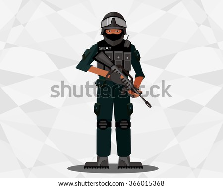 SWAT  cartoon characters.
Vector with transparency organized in layers for easy editing.