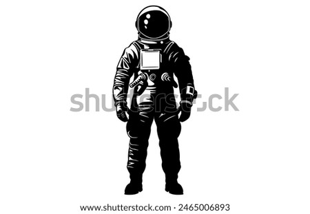 Astronaut Silhouette Black Vector Illustration, Astronaut Silhouette in spacesuits, Spaceman Silhouette.