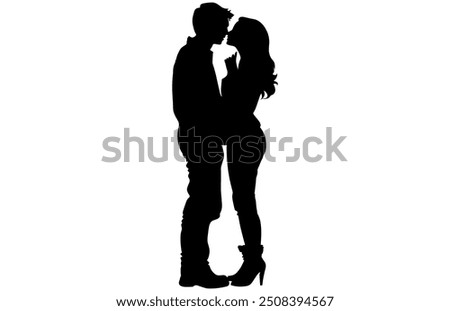 Similar – Image, Stock Photo Silhouette von einen Paar das sich kurz vor Sonnenuntergang auf einer Brücke trifft.