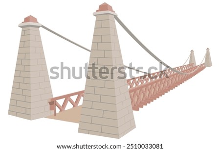 Kawarau Bridge New Zealand, known as the birthplace of bungy jumping isolated illustration