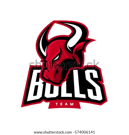 Red furious bull sport vector logo concept isolated on white background. Web infographic professional team pictogram. Premium quality wild animal t-shirt tee print illustration.