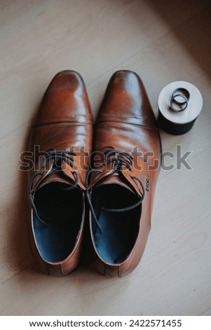 Similar – Image, Stock Photo brown leather wedding shoes on the sofa