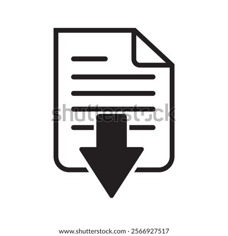 File download icon minimalist vector illustration of a  with a downward arrow one Linear, outlined design ideal for apps, websites, e-commerce, and hosting, blending simplicity with modern web logo