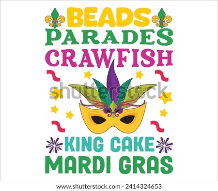 Beads Parades Crawfish King Cake    T-shirt, Mardi Gras SVG,Mardi Gras T-shirt, Mardi Gras Quotes,Teacher Mardi, New Orleans, Mardi Gras Hat, Cut Files For Cricut